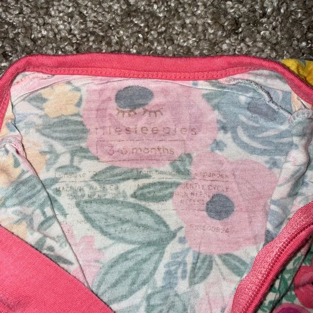 Little Sleepies Zippy Sleeper Kids 3-6M Pink Floral Excellent Bamboo Viscose